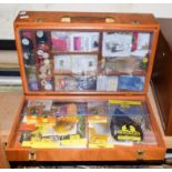 A Richard Wheatley Mahogany Fly Tyer's Cabinet. A rectangular box with carry handle, hinged lid