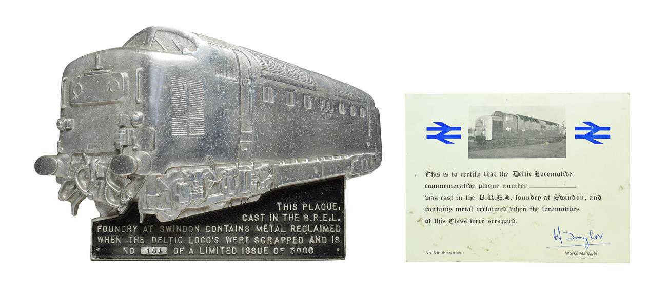 Deltic Commemorative Plaque This plaque, cast in the BREL foundry at Swindon contains metal