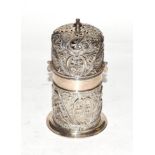 A Victorian silver sugar caster, by H, Matthews, Birmingham, 1894, of lighthouse form, chased