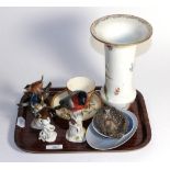 A 20th century Meissen model of a bird, Royal Copenhagen items, Royal Worcester tea cup and