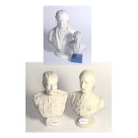 Four Parian busts including a Copeland example and one by Robson & Leadbetter of general French