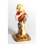 A Royal Worcester figure of Peter Pan, model no. 3012, modelled by F.Gertner, 20cm high, with puce