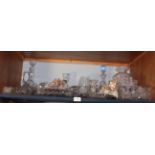 A large assortment of cut glass and crystal glass ware together with six Lilliput Lane buildings and
