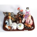 A small group of ceramics including; Goebel figure, Coalport figure, Royal Doulton figure and model,