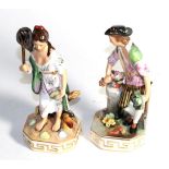 A pair of Royal Crown Derby figures, Earth and Water, each 18cm high. Water badly cracked