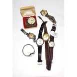 A chrome plated wristwatches signed Smith's Empire, lady's wristwatch signed Tissot, four gents