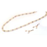 A single row multi-coloured cultured pearl necklace, length 100cm (approximately); and a pair of 9