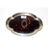 A George V silver mounted tortoiseshell dressing table tray, by Mappin and Webb, Birmingham, 1920,