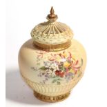 A Royal Worcester blush ivory pot pourri vase and cover, 20cm high . One or two paint scratches,