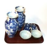 20th century Oriental items including celadon glazed bowls, a prunus pattern part tea service, and