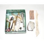 A collection of assorted scent-bottles and other items, including: three various glass scent-