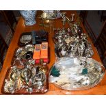 A good quantity of silver plated hollow and flatware including tea and coffee pots, creams and