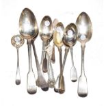 A collection of assorted silver spoons, various dates and makers, 18/19th century including Hester