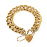 A fancy link bracelet, formed of flat double links to a 9 carat gold padlock clasp, length 20cm .