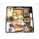 Miscellaneous including Czech multi-faceted dice; half walnut with miniature figural grotto;