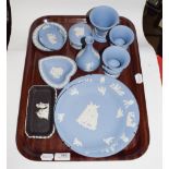 A small quantity of Wedgwood Jasper ware, including plates, pin trays, vases etc