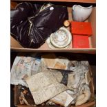 A group of miscellaneous items including ceramics, a quantity of various shells, fur coat, etc