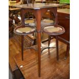 An Art Nouveau cross banded mahogany cake stand in the Liberty style, bearing labels - Rd.at the