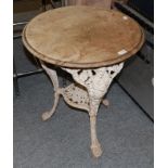 A late Victorian cast iron Brittania pub table with circular top