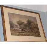 Circle of David Cox RWS (1783-1859), Cattle grazing before a cottage, watercolour, 36cm by 53.5cm