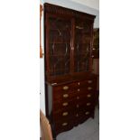 George III mahogany secretaire bookcase