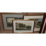 John Barrie Haste, Cattle grazing before a church, signed watercolour, together with two further