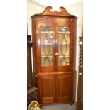 George III mahogany free standing corner cupboard