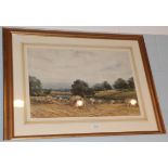 Emily Nicholson (19th century), hay stacks with distant watering cattle, signed and dated 1854,