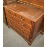 A mid 18th century oak and mahogany cross banded five-drawer chest, 96cm by 51cm by 80cm