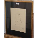 MGJ? (20th century), Study of a nun, Indistinctly initialled and dated (19)62, pen and ink, 30.5cm