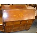 An Edwardian mahogany inlaid bureau