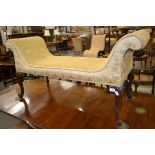 A carved mahogany scroll end window seat, late 19th century, raised on cabriole legs, 137cm by