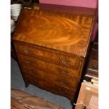 A 20th century mahogany bureau, with fully fitted and leather interior, 69cm by 47cm by 101cm