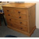 A Victorian pine five drawer straight fronted chest, 123cm by 56cm by 110cm