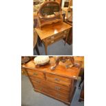 An Edwardian mahogany and satinwood banded dressing table and an Edwardian walnut dressing chest (