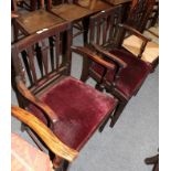 A pair of late George III mahogany armchairs