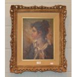 Continental School (20th century), Portrait of a young lady, head and shoulders, in profile,