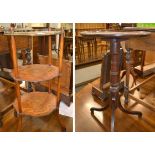 A 19th century French brass mounted inlaid Kingwood three tier etagere, 76cm high, together with a