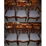 A set of six 19th century oak dining chairs including one carver