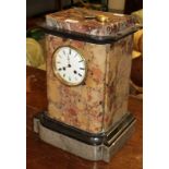 Late Victorian marble mantel clock with key and pendulum