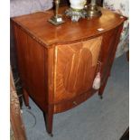 Inlaid Edwardian satinwood two door cupboard, 79cm by 50cm by 99cm