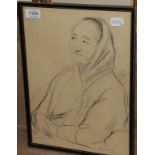 Philip Naviasky (1894-1983) Study of an elderly lady wearing a shawl Signed and inscribed December