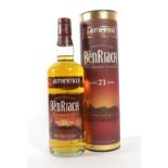 Benriach 21 Years Old Single Peated Malt Scotch Whisky, 46% vol 70cl, in original cardboard tube (