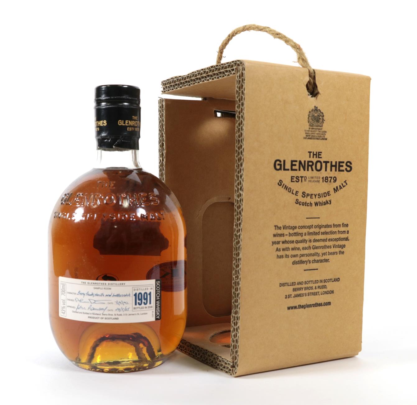 Glenrothes 1991 Single Malt Speyside Whisky, distilled 1991, bottled 2006, 700ml 43% vol (one