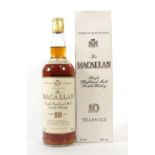 The Macallan Single Highland Malt Scotch Whisky 10 Years Old, 1980s/1990s bottling, 40% vol 75cl, in