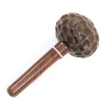 A Late 19th Century Zulu Knobkerrie, of rich chestnut coloured hardwood,