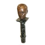 After Ferdinand Liebermann (1893-1946), Bronze Portrait Head of Alfred Rosenberg, signed FERD.