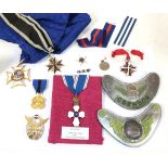 A Mixed lot of Medals and Badges:- Icelandic Order of the Falcon With Crown,