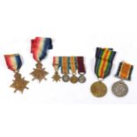 Four Single First World War Medals, comprising a 1914 Star to 8649 PTE.J.HARGREAVES, 1/E.LAN:R.