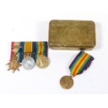 A First World War "Mons" Trio, awarded to L-8613 PTE.C.SMITH. 1/E.